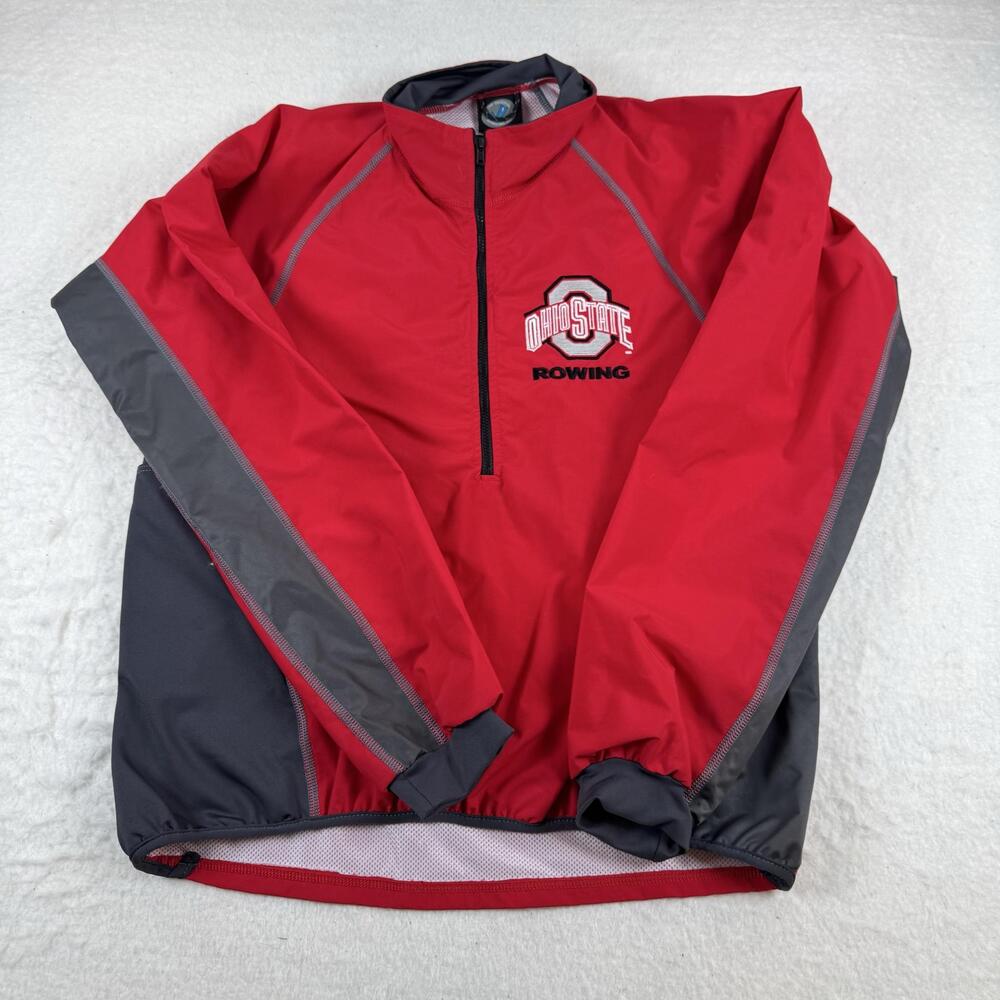Ohio State Buckeyes Jacket Mens Small Red NCAA Rowing JL Racing Pullover 1/4 Zip